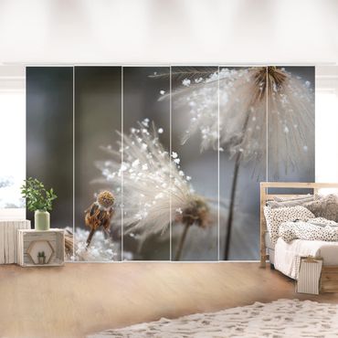 Schiebegardinen Set - Pusteblumen mit Schneeflocken - Flächenvorhang