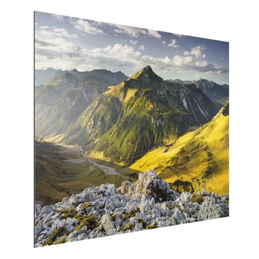 Alu-Dibond Bild - Berge und Tal der Lechtaler Alpen im Tirol
