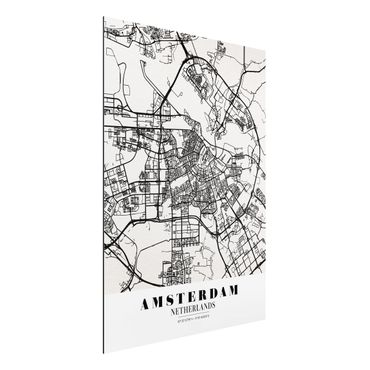 Alu-Dibond Bild - Stadtplan Amsterdam - Klassik