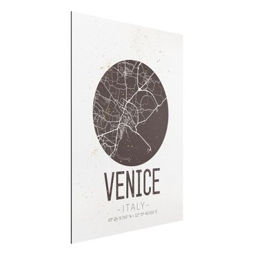 Alu-Dibond Bild - Stadtplan Venice - Retro
