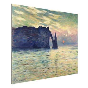 Alu-Dibond Bild - Claude Monet - Felsen, Étretat, Sonnenuntergang