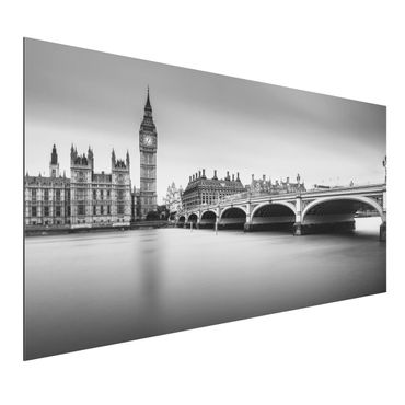 Aluminium Print - Westminster Brücke und Big Ben - Querformat 1:2