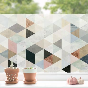 Fensterfolie - Sichtschutz - Aquarell-Mosaik mit Dreiecken I - Fensterbilder