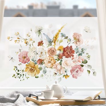 Fensterfolie - Sichtschutz - Aquarell Blüten - Fensterbilder