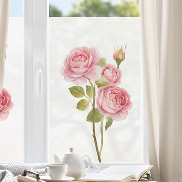 Fensterfolie - Sichtschutz - Aquarell Drei Rosen - Fensterbilder