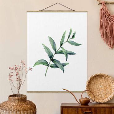 Stoffbild mit Posterleisten - Aquarell Eucalyptus I - Hochformat 3:4