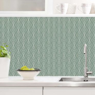 Küchenrückwand - Art Deco Diamant Muster vor Grün XXL II