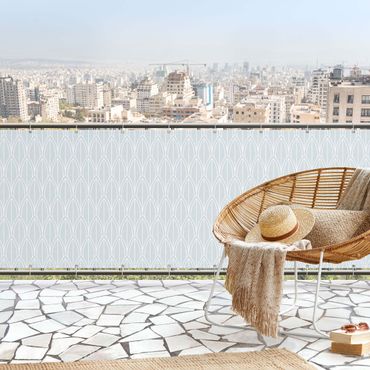 Balkon Sichtschutz - Art Deco Federn Muster mit Bordüre