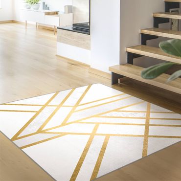 Teppich - Art Deco Geometrie Weiß Gold