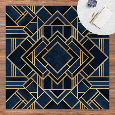 Kork-Teppich - Art Deco Gold - Quadrat 1:1