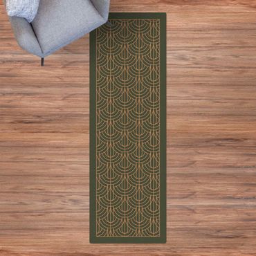 Kork-Teppich - Art Deco Vorhang Muster mit Rahmen - Hochformat 1:3