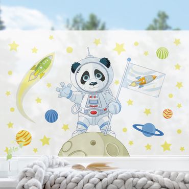 Fensterfolie - Sichtschutz - Astronaut Panda im All - Fensterbilder