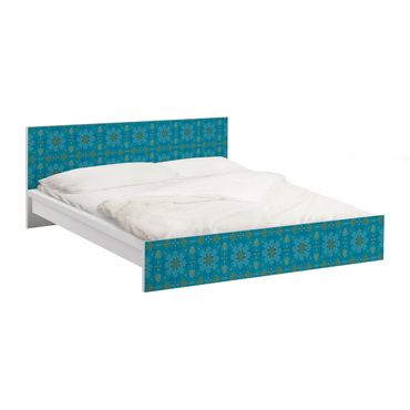 Möbelfolie für IKEA Malm Bett niedrig 180x200cm - Klebefolie Orientalisches Ornament Türkis