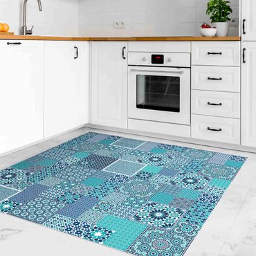 Vinyl-Teppich - Marokkanische Mosaikfliesen türkis blau - Quadrat 1:1