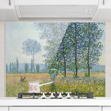 Glas Spritzschutz - Claude Monet - Felder im Frühling - Querformat - 4:3