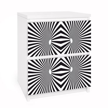 Möbelfolie für IKEA Malm Kommode - Selbstklebefolie Psychedelisches Schwarzweiß Muster