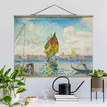 Stoffbild mit Posterleisten - Henri Edmond Cross - Segelboote auf dem Giudecca - Querformat 4:3