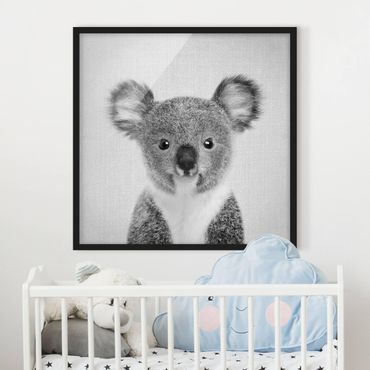 Bild mit Rahmen - Baby Koala Klara Schwarz Weiß - Quadrat - 1:1