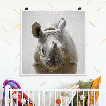 Poster - Baby Nashorn Nina - Quadrat 1:1