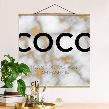Stoffbild mit Posterleisten - Coco - I don't do fashion - Quadrat 1:1