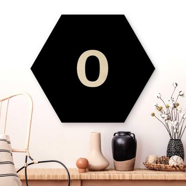Hexagon Bild Holz - Buchstabe Schwarz O