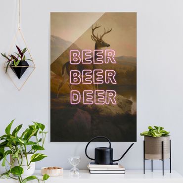 Glasbild - Beer Beer Deer - Hochformat 2:3