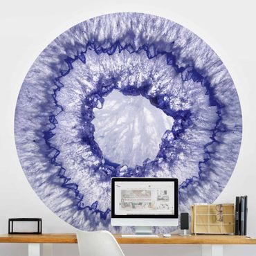 Runde Tapete selbstklebend - Blau Lila Kristall