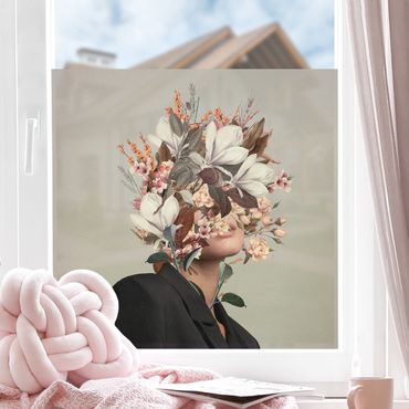Fensterfolie - Sichtschutz - Blumen Porträt - Beige Magnolien - Fensterbilder