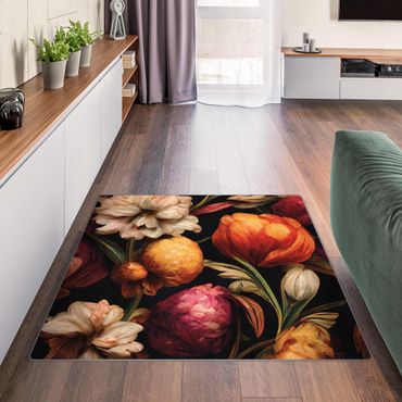 Teppich - Blumenbild in warmen Farben