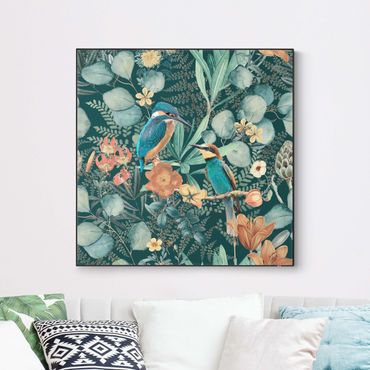 Wechselbild - Blumenparadies Eisvogel und Kolibri