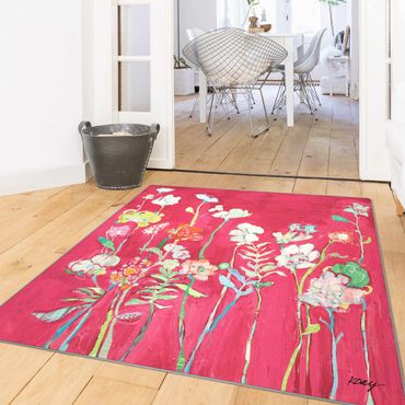 Teppich - Blumenreich auf rot