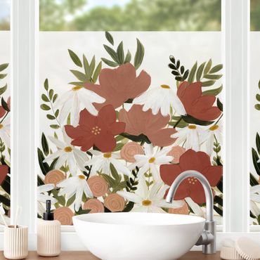 Fensterfolie - Sichtschutz - Blumenvielfalt in Rosa und Weiß I - Fensterbilder