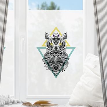 Fensterfolie - Sichtschutz - Boho Eule mit Traumfänger - Fensterbilder