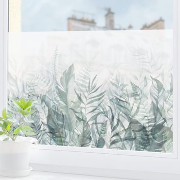 Fensterfolie - Sichtschutz - Botanik - Tropische Blätter Grün - Fensterbilder