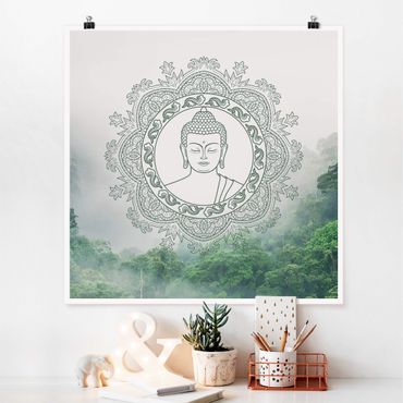 Poster - Buddha Mandala im Nebel - Quadrat 1:1