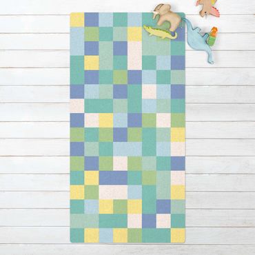 Kork-Teppich - Buntes Mosaik Spielwiese - Hochformat 1:2