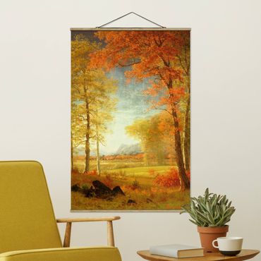 Stoffbild mit Posterleisten - Albert Bierstadt - Herbst in Oneida County, New York - Hochformat 2:3