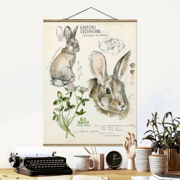 Stoffbild mit Posterleisten - Wildnis Journal - Kaninchen - Hochformat 3:4
