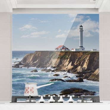 Glas Spritzschutz - Point Arena Lighthouse Kalifornien - Quadrat - 1:1
