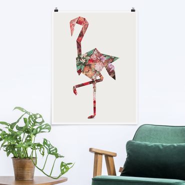 Poster - Jonas Loose - Origami Flamingo - Hochformat 4:3