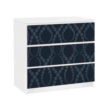 Möbelfolie für IKEA Malm Kommode - Klebefolie Schwarze Perlen Ornament