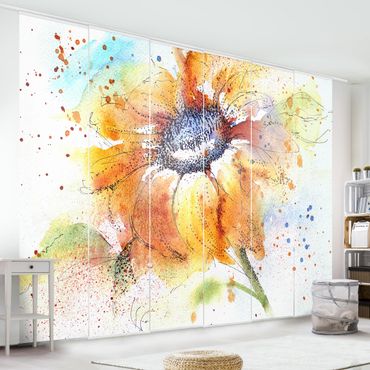 Schiebegardinen Set - Painted Sunflower - Flächenvorhänge