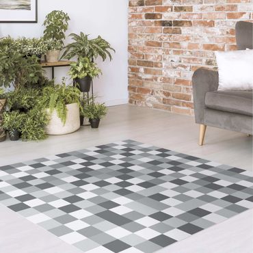 Vinyl-Teppich - Geometrisches Muster Mosaik Grau - Quadrat 1:1