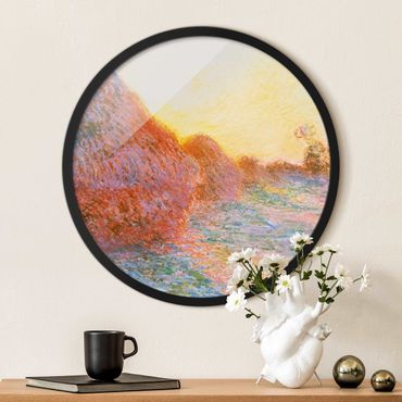 Rundes Gerahmtes Bild - Claude Monet - Strohschober