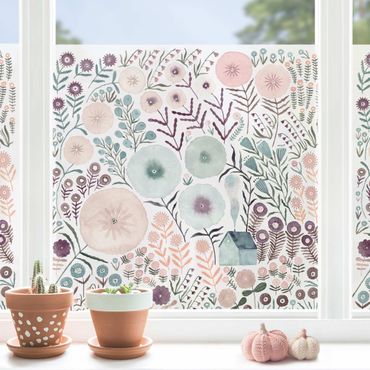 Fensterfolie - Sichtschutz - Claudia Voglhuber - Blumenmeer Türkis - Fensterbilder