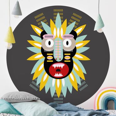 Runde Tapete selbstklebend - Collage Ethno Maske - King Kong