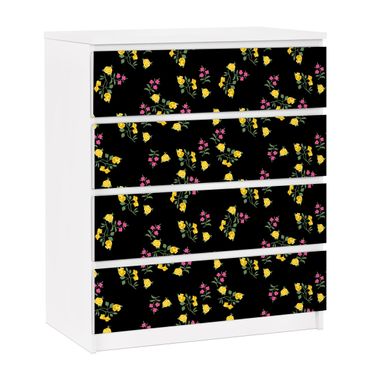 Möbelfolie für IKEA Malm Kommode - selbstklebende Folie Mille fleurs Muster