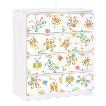 Möbelfolie für IKEA Malm Kommode - selbstklebende Folie Schmetterling Illustrationen