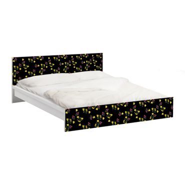 Möbelfolie für IKEA Malm Bett niedrig 160x200cm - Klebefolie Mille fleurs Muster