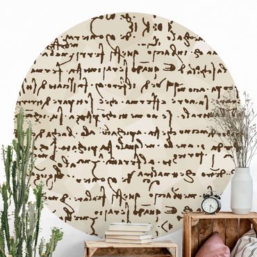 Runde Tapete selbstklebend - Da Vinci Manuskript